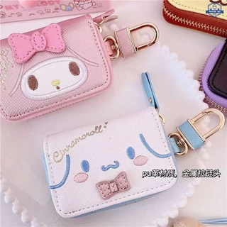 SANRIO กล่องกุญแจซานริโอ้ Melody Cinnamon Roll Kuromi คีย์บอร์ดในรถยนต์ Remote Access Storage กระเป๋าใบเล็ก PU จี้จี้พวงกุญแจกระเป๋าสตางค์