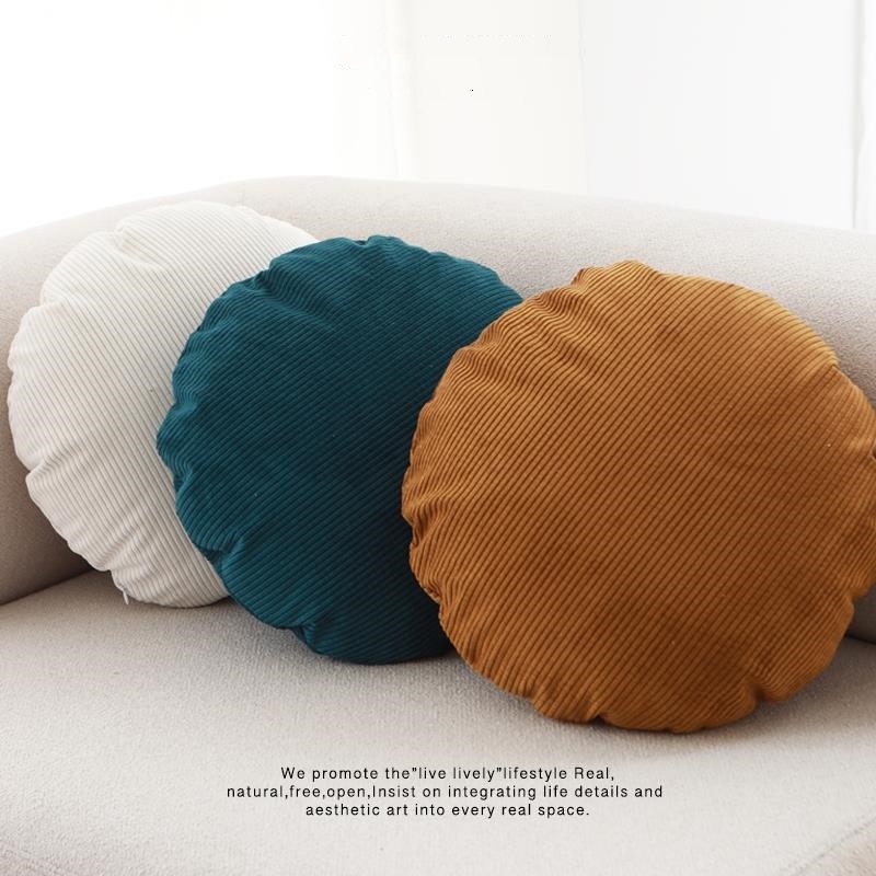 ปลอกหมอน ผ้าลูกฟูก ทรงกลม ลายฟักทอง ขนาด 45x45 ซม. 50x50 60x60 ขนาดใหญ่ สําหรับโซฟา