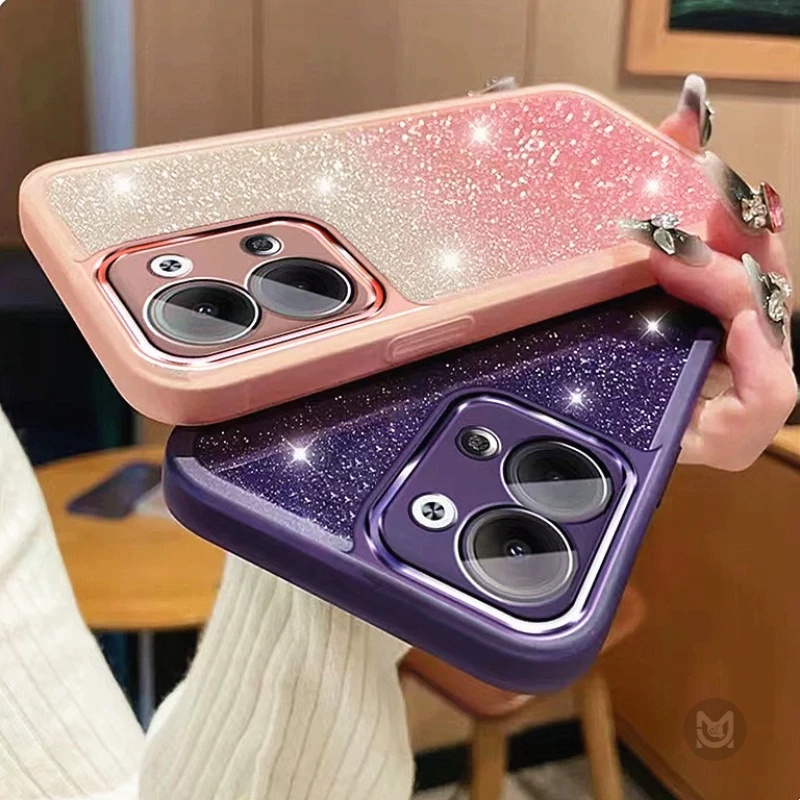 ปลอกสําหรับvivo Y28 Y03 Y17S Y18S Y18E Y27 Y36 Y02S Y16 Y22 Y22S Y35 โปร่งใสGradient Glitterกล้องเลนส์ป้องกันซิลิโคนอ่อนนุ่มกรณี