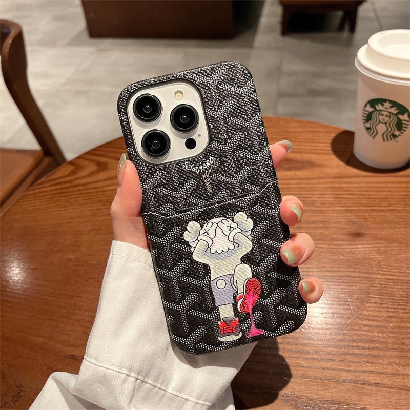 กระเป๋าใส่การ์ดและกระเป๋าสตางค์หนังอินเทรนด์หรูหราสําหรับ iPhone16 15 14 PRO MAX 15 PLUS 14 PLUS 13 12 เคสโทรศัพท์