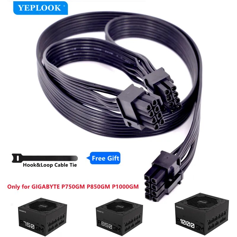PCIe 8Pin to Dual 8Pin (6+2Pin) สาย GPU 60+20CM 18AWG สําหรับ GIGABYTE P750GM 750W, P850GM 850W, P10