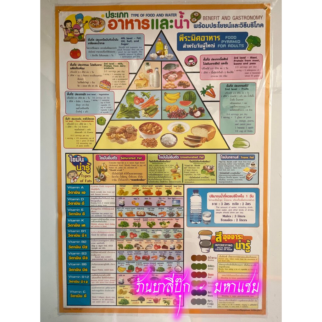 ภาพโปสเตอร์อาหารและน้ำ - [No.91] - (ขนาด 53x78 cm กระดาษอาร์ตมัน 4 สี แบบหุ้มพลาสติก) แผ่นภาพประกอบการศึกษา มีภาพและค...