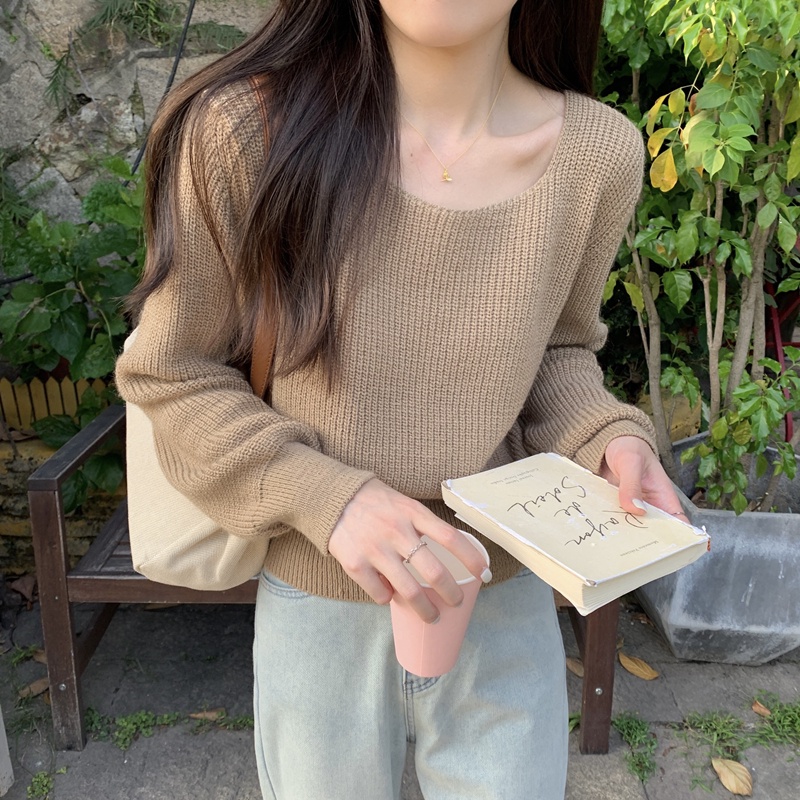 Dahong เสื้อไหมพรมแขนยาว เสื้อผ้าแฟชั่นผู้หญิง คอกลม สไตล์ตะวันตก เข้ากับทุกการแต่งกาย สําหรับผู้หญิง 6721