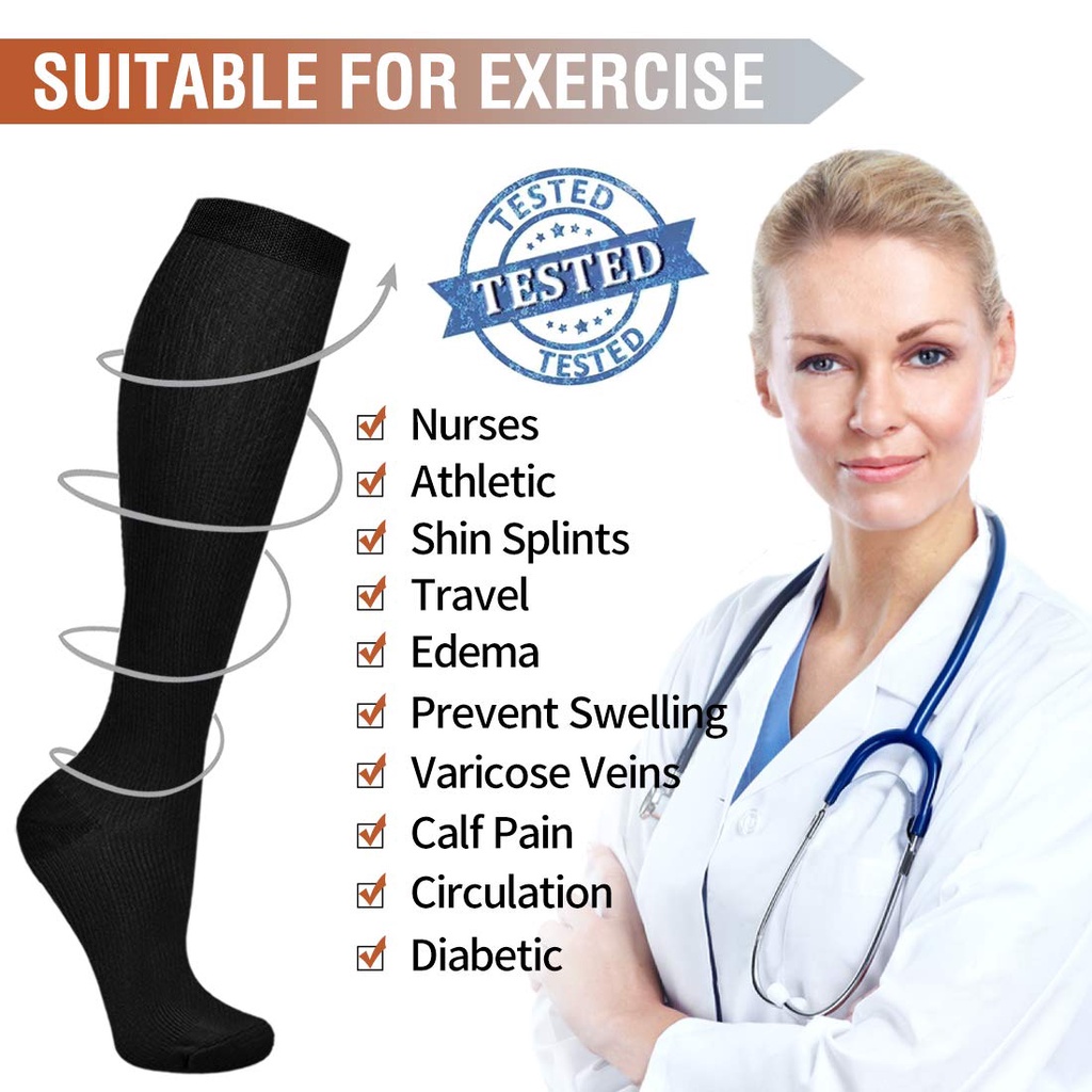 ถุงน่อง Edema Diabetes Varicose Veins ขนาด 20-30 มม. สําหรับหญิงตั้งครรภ์ เล่นกีฬา เดินทาง 7 คู่ ราคา ถูกที่สุด ดีลบีเคเค แกลเลอรีภาพที่ 2