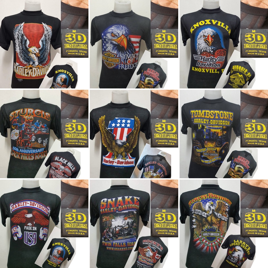 เสื้อฮาเล่ผ้าบาง Harley-Davidson ผ้ามุ้ง ใส่สบาย สไตล์วินเทจ ป้ายVintage 3D EMBLEM [ S M L XL ]