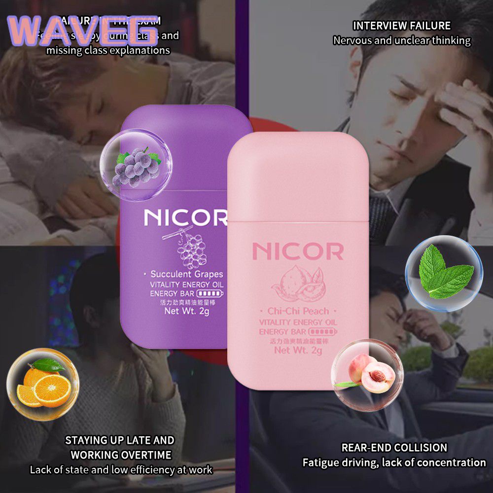Wave 【ในสต็อก】Skyvii Vitality Energy Stickสดชื่นขับรถSleepสมุนไพรยาสูดจมูกธรรมชาติตับปอดทำความสะอาดสมุนไพรซ่อมกล่องจมูกDouble-Hole Magic1