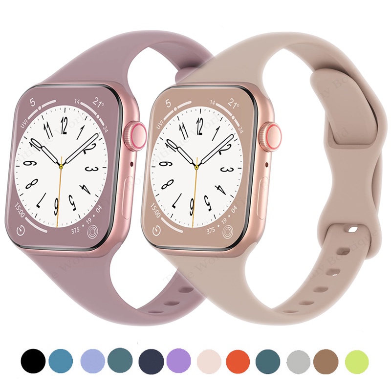 สายนาฬิกาข้อมือซิลิโคน แบบยืดหยุ่น สําหรับ IWatch 8 7 6 SE 5 4 3 38 มม. 49 มม. 45 มม. 44 มม. 42 มม. 41 มม. 40 มม.