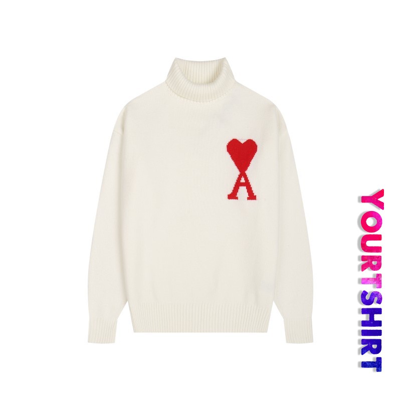 #Z26 เสื้อกันหนาวแขนยาว คอสูง ทรงหลวม ขนาดใหญ่ ปักลายหัวใจ สีพื้น สไตล์เกาหลี ฮิปฮอป แฟชั่นสําหรับผู้ชาย และผู้หญิง