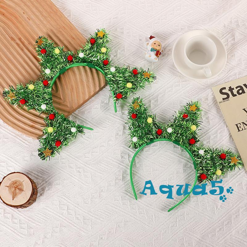 Aqq- ที่คาดศีรษะ ลายการ์ตูนคริสต์มาส สีเขียว เครื่องประดับ สําหรับเด็กผู้หญิง