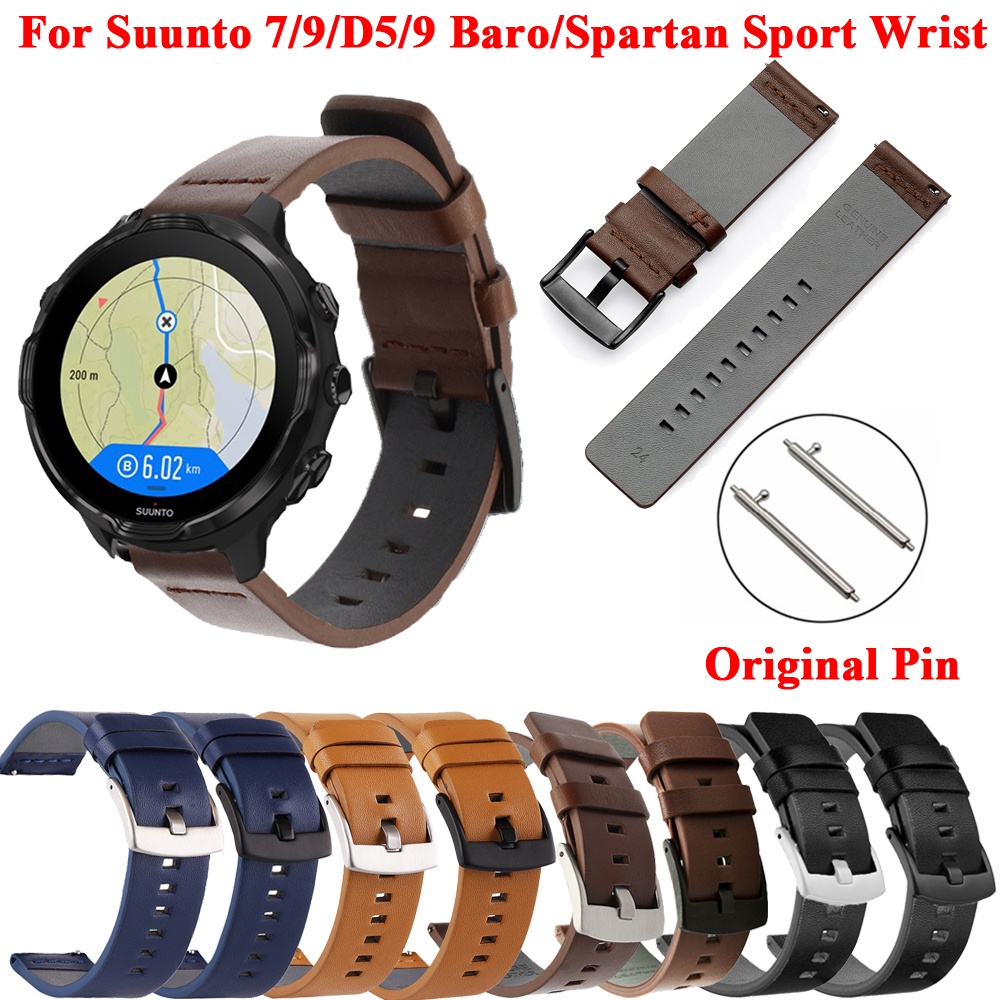 สายนาฬิกาข้อมือหนัง 24 มม. แบบเปลี่ยน สําหรับ Suunto 9 7 D5 Suunto Spartan Sport Wrist HR Baro Smart Watch
