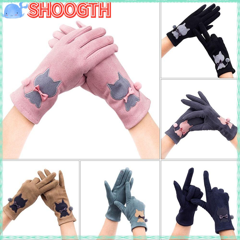 Shoogth ถุงมือ ผ้ากํามะหยี่ กันลม ให้ความอบอุ่น กันลม สัมผัสหน้าจอได้ เหมาะกับฤดูหนาว สําหรับผู้หญิง ขับขี่ ขี่จักรยาน