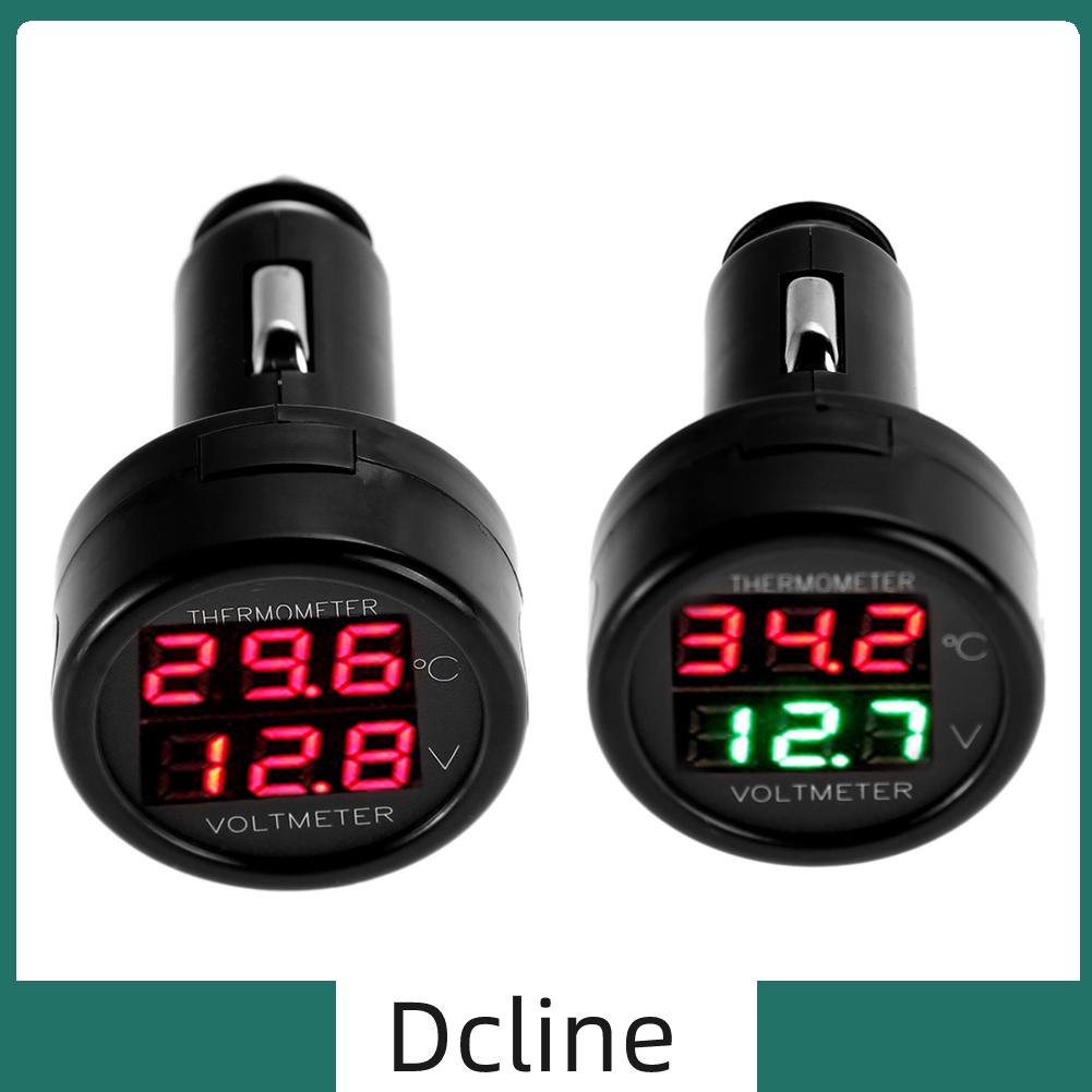 เครื่องวัดอุณหภูมิแบตเตอรี่ โวลต์มิเตอร์ดิจิทัล 12V 24V สําหรับรถยนต์ รถบรรทุก เรือ [Dcline.th]