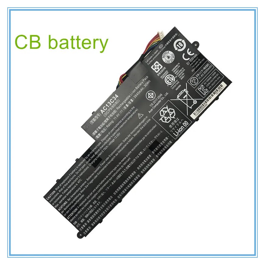 แบตเตอรี่แล็ปท็อป Batteries for  V5-122P AC13C34 Batteries AC13C34 11.4V 2640mAh 30WH