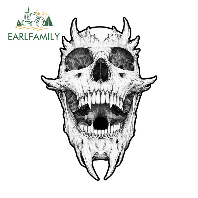 Earlfamily สติกเกอร์ ลายหัวกะโหลก ขนาด 13 ซม. DIY สําหรับติดตกแต่งรถยนต์ สกูตเตอร์ รถเข็น รถจักรยานยนต์