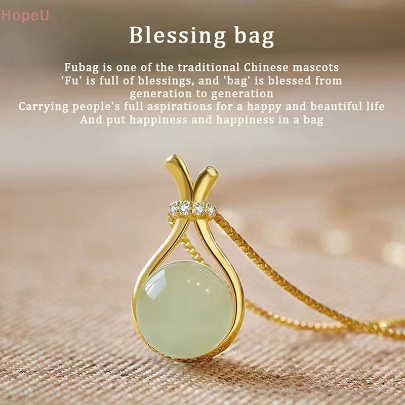 [HopeU] สร้อยคอโลหะ ทอง 18K จี้หยก เครื่องประดับแฟชั่น สําหรับผู้หญิง - รูปที่ 2