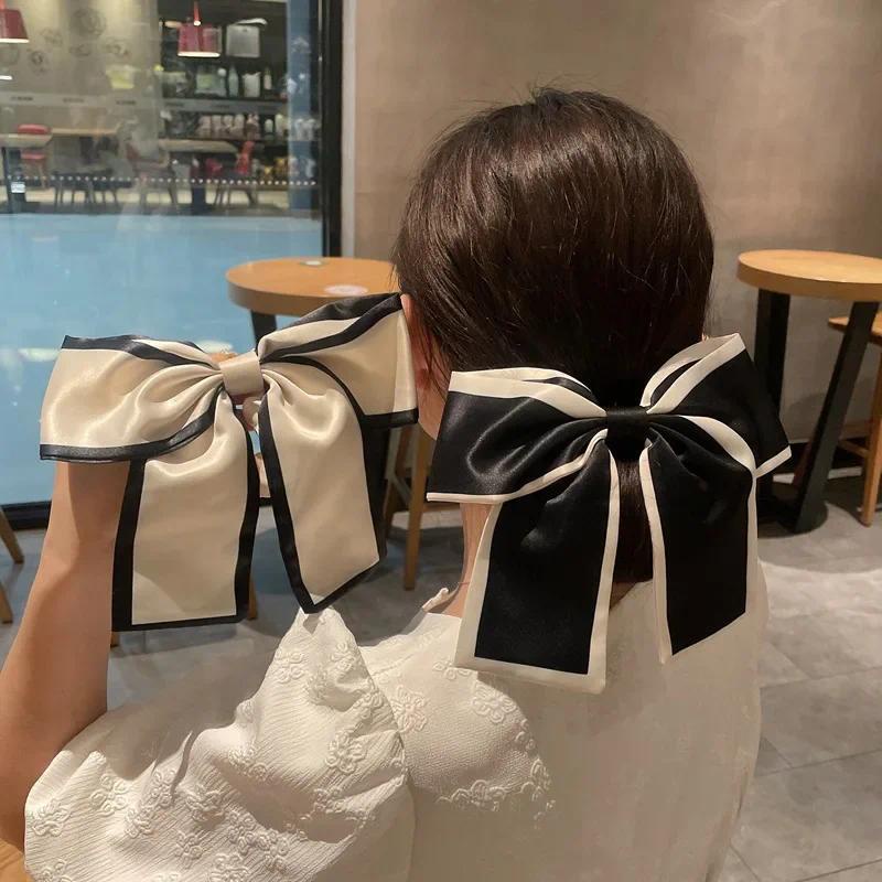 ยางรัดผม ริบบิ้นโบว์ ขนาดใหญ่ ผู้หญิง ฝรั่งเศส ผม Scrunchies ผมหางม้า ที่ใส่ผม ยืดหยุ่น ที่คาดผมที่สง่างาม