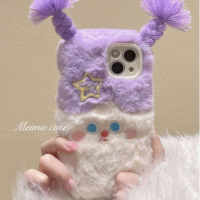 เคสโทรศัพท์มือถือ ผ้ากํามะหยี่ขนนิ่ม ถักเปีย สีม่วง สําหรับ iphone 15 14 12 11 13ProMax XR 8Plus15promax 15pro 15 plus14Promax 14plus 13 12Pro 12 11 pro max Xs max 7 8 Plus 13 pro max