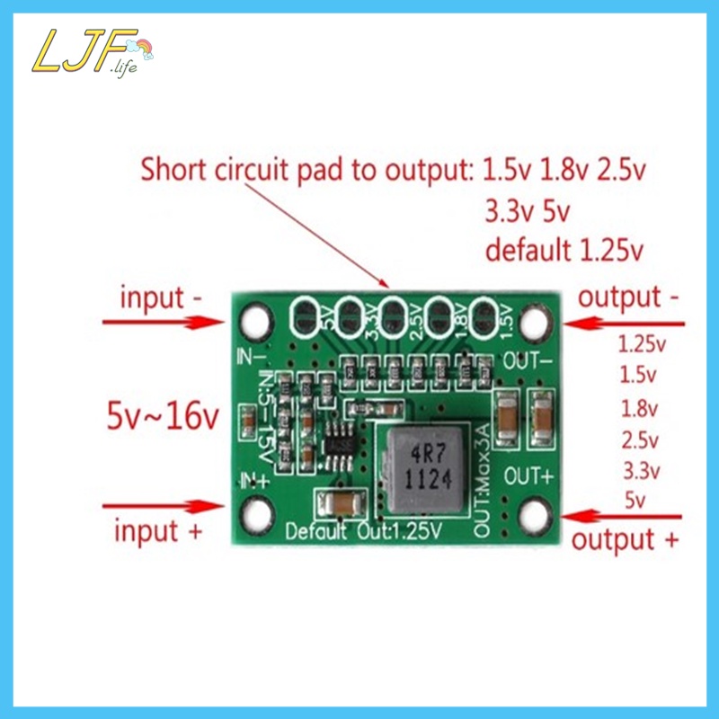 Ljf บอร์ดแปลงพาวเวอร์ DC 5~16v เป็น 1.25v 1.5v 1.8v 2.5v 3.3v 5v 3A TH
