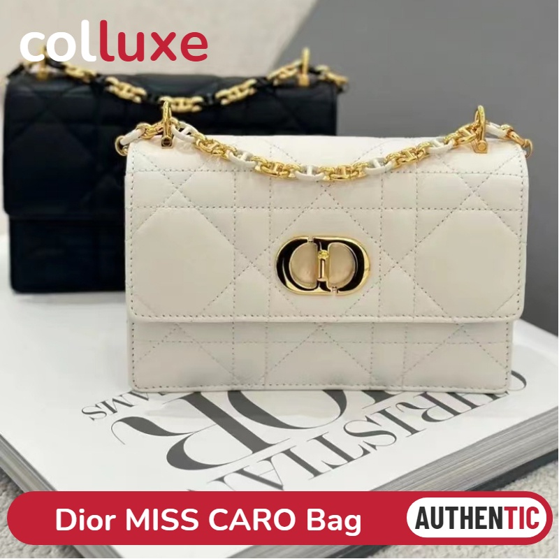 แบรนด์ใหม่และเป็นของแท้/ ดิออร์ Dior MISS CARO สุภาพสตรี/กระเป๋าสะพายไหล่/กระเป๋าสะพายข้าง/กระเป๋าสะพายโซ่/Mini