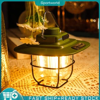 ❀Sportworld ❀[จัดส่งในพื้นที่] โคมไฟตั้งแคมป์ LED หรี่แสงได้ ย้อนยุค ตั้งแคมป์ พร้อมตะขอ สําหรับอุปกรณ์กลางแจ้ง