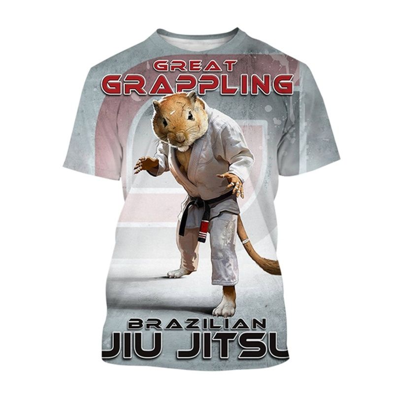 เสื้อยืดผู้ชาย BJJ Jujitsu ผู้ที่ชื่นชอบ Wrestle เสื้อผ้าแฟชั่น 3D สัตว์กราฟิกขนาดใหญ่เสื้อยืดลําลอง