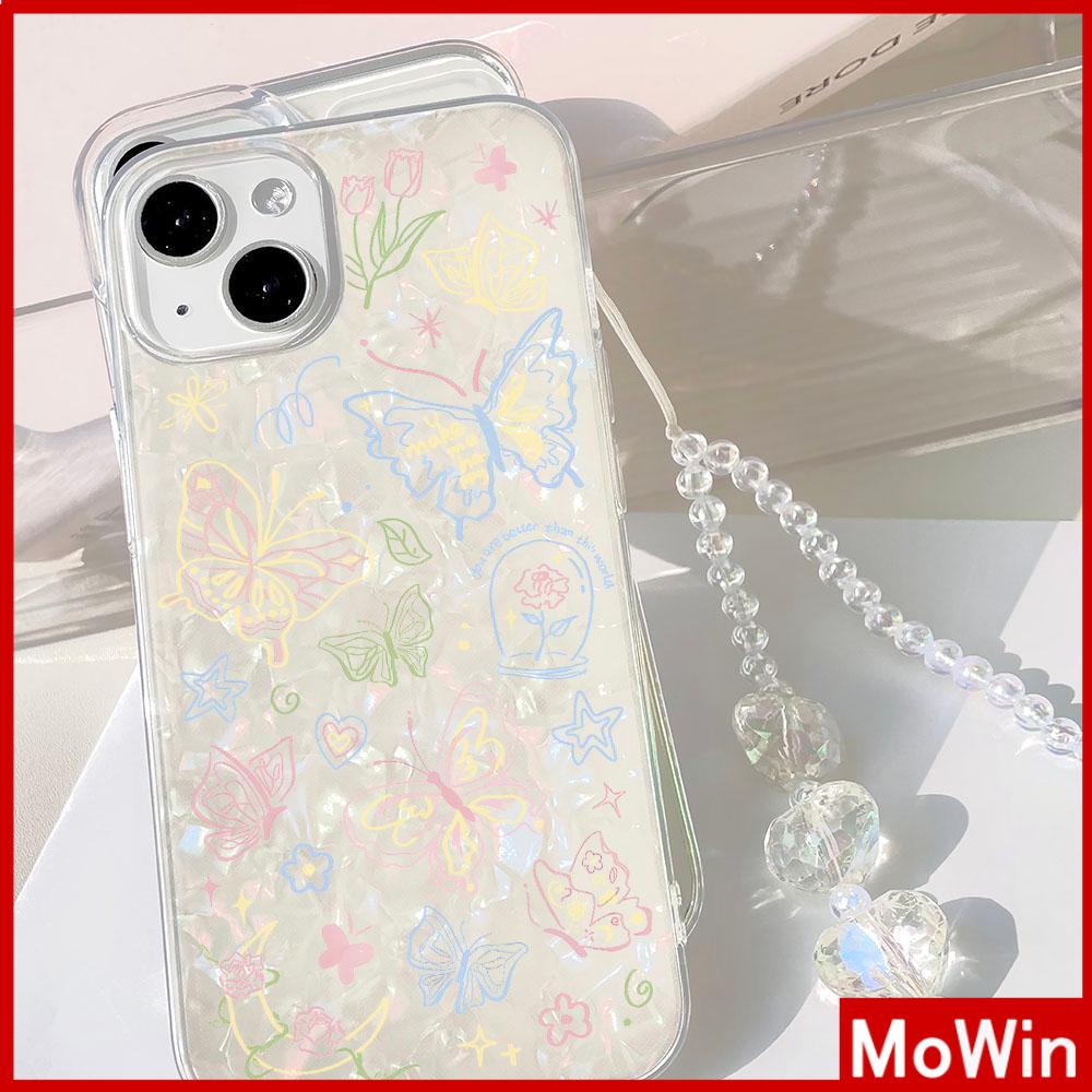 Mowin - เข้ากันได้สำหรับ 15 เคสไอโฟน11 สำหรับ iPhone 15 PRO MAX เคส iPhone เปลือกหอยทะเลหลากสีสัน โฮโลแกรมเลเซอร์ใสเคส TPU Sparkle Butterfly เข้ากันได้กับ 14 PRO MAX 13 12 XR XS 7Plus 8 PLUS