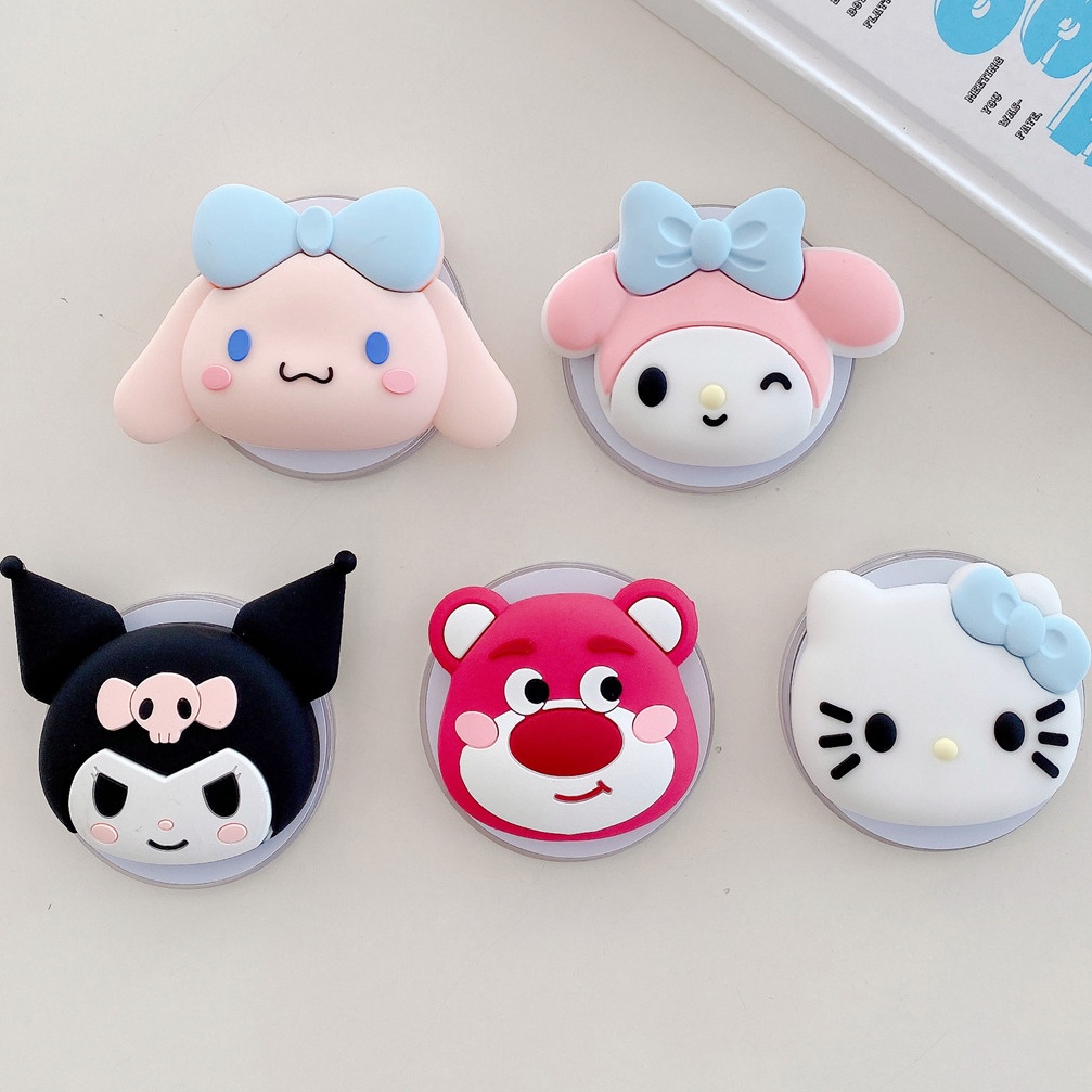 ที่วางโทรศัพท์มือถือ แบบแม่เหล็ก ลายการ์ตูน Cinnamoroll My Melody Kuromi Strawberry Bear Hello Kitty น่ารัก ยืดหดได้ สําหรับ iphone