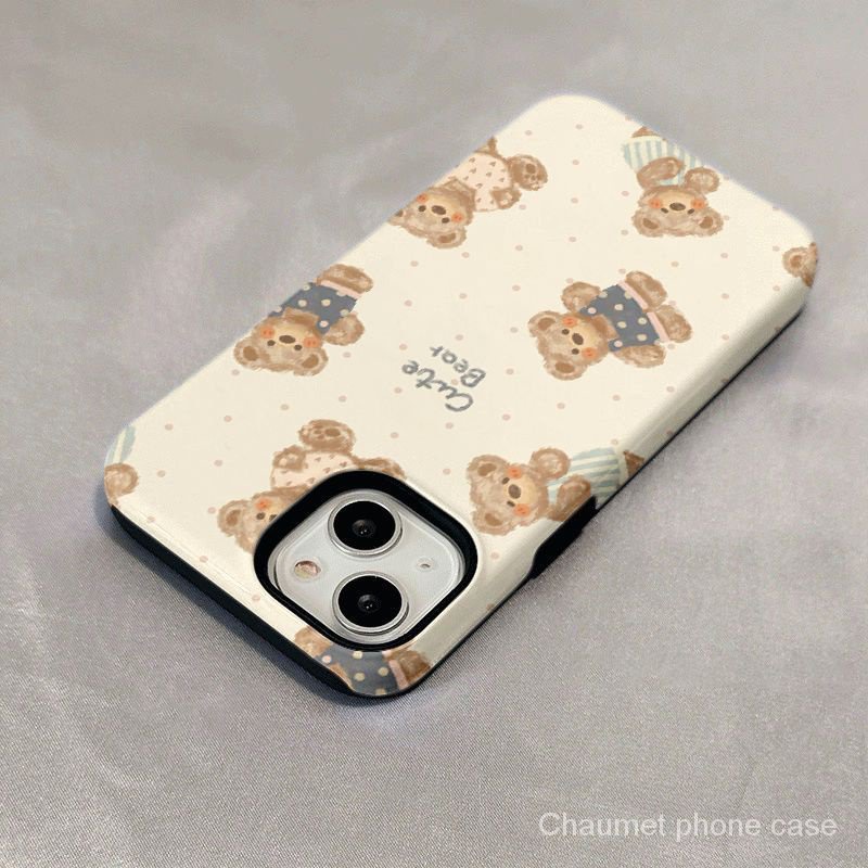 เคสโทรศัพท์มือถือ ลายหมี Muppet น่ารัก สไตล์เกาหลี ญี่ปุ่น สําหรับ Iphone 13 14promax 14plus 2 in 1