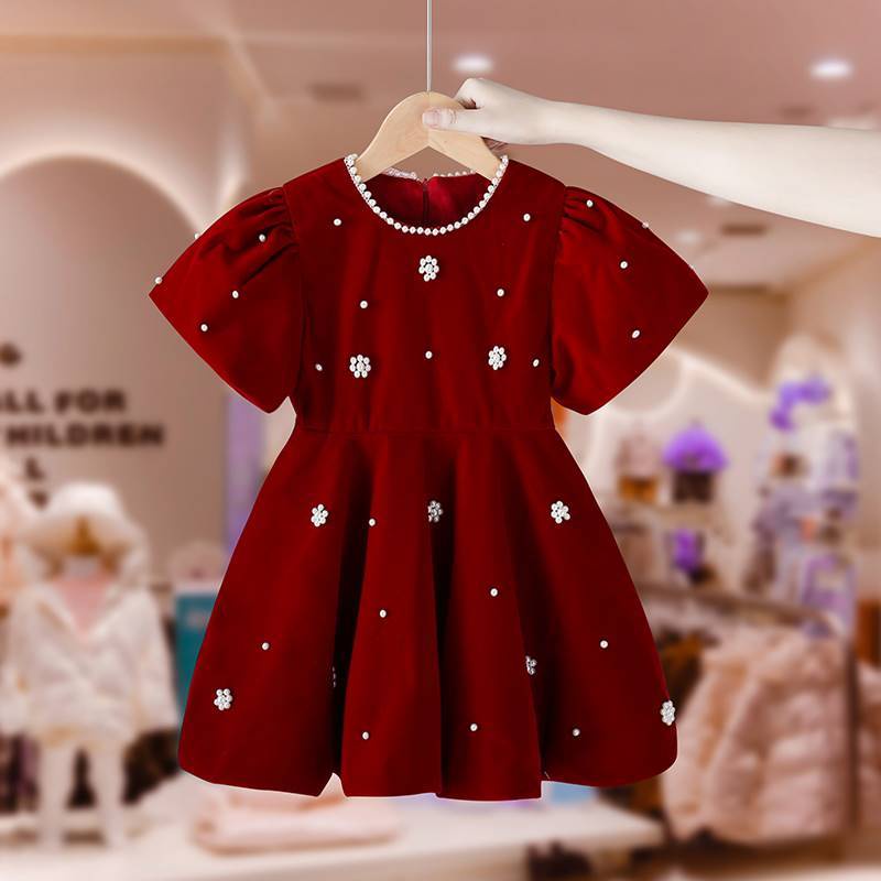 [พร้อมส่ง] ชุดเดรสเจ้าหญิง ผ้ากํามะหยี่ พลัสไซซ์ แฟชั่นฤดูใบไม้ร่วง ฤดูหนาว สําหรับเด็กผู้หญิง 90-140