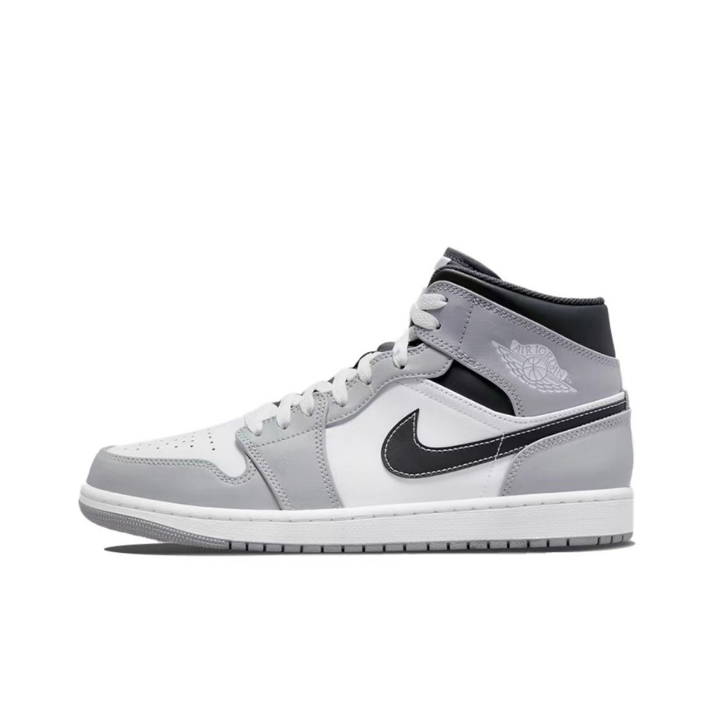 Nike Jordan Air 1 Mid Light Smoke Grey sports shoes สันทนาการ