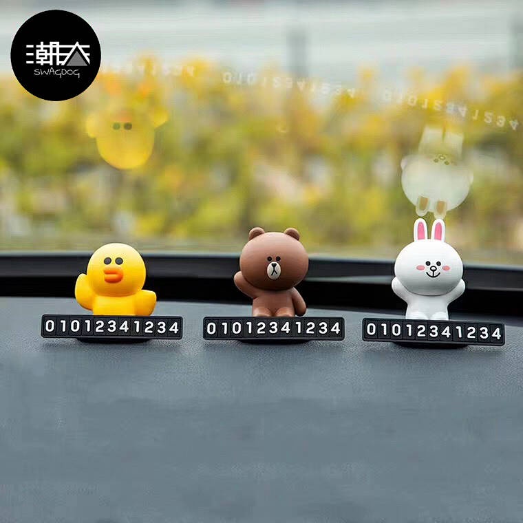 Parking Number Plate Three-Dimensional Brown Bear Sally Chicken Cony Rabbit Cartoon Cute Creative Trending TikTok Temporary Car Moving yAnp - รูปที่ 5