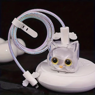 Charging Case For iPhone สายชาร์จข้อมูลพิมพ์ลายเกาหลีฝาครอบป้องกันสายเคเบิลข้อมูลป้องกันการแตกหักเชือกป้องกันการแตกหัก