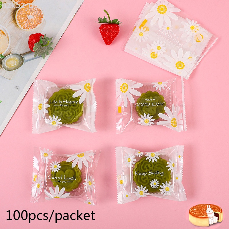 2023 New Transparent Small Daisy Snowflake Crisp Biscuit Bag Baked Pastry Candy Bag Moon Cake Machi