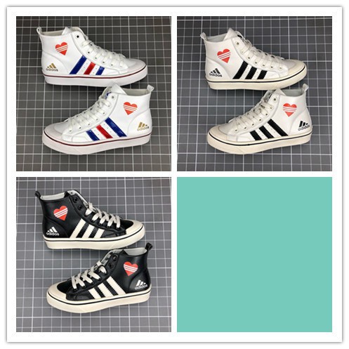Selling hot point Adidas Nizza Tanabata limit heart high top board shoes canvas shoes flat bottom s