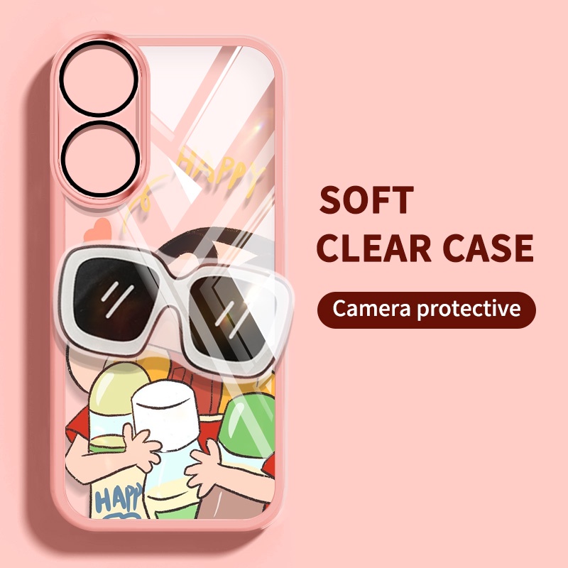 เคสโทรศัพท ์ กันกระแทกสําหรับOppo A1 A2 A79 A98 F23 5G A60 4G Cool Crayon Xiaoxinแว ่ นตากันแดดผู ้ ถือขาตั ้ งวงเล ็ บป ้ องกันกรณี