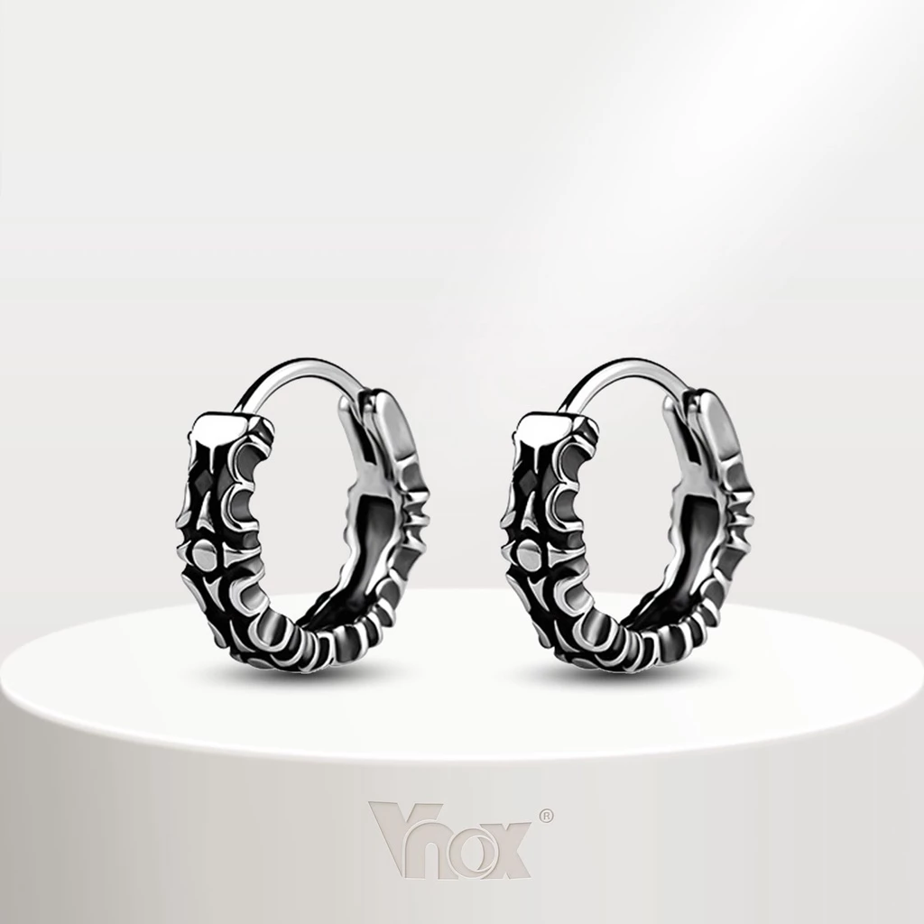 VNOX เครื่องประดับ ต่างหูสแตนเลส รูปกะโหลก สไตล์โกธิคเรโทร สําหรับผู้ชาย