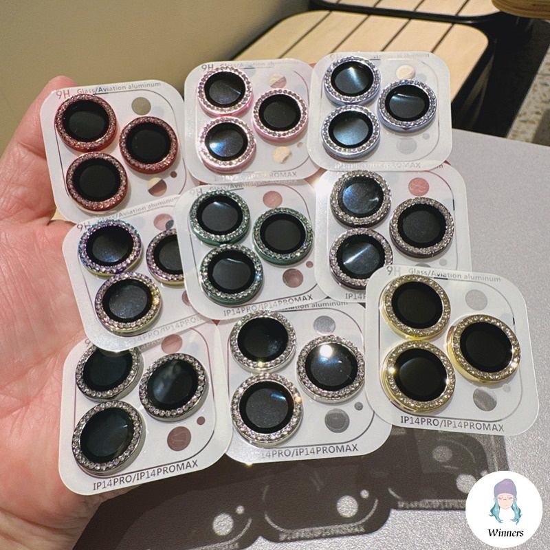 หรูหรา Rhinestone Dimond Shine กล้องเลนส์ Protector สําหรับ IPhone 17 16 15 14 Pro Max 11 12 13 Pro Max แฟลชเพชรแหวนโลหะเลนส์ฟิล์มกระจกนิรภัย
