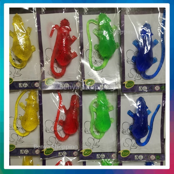 ของเล่น 12 ตัว หนูปลอม ของเล่นหนึบหนับ คละสี สีสดใส ของเล่นเด็ก