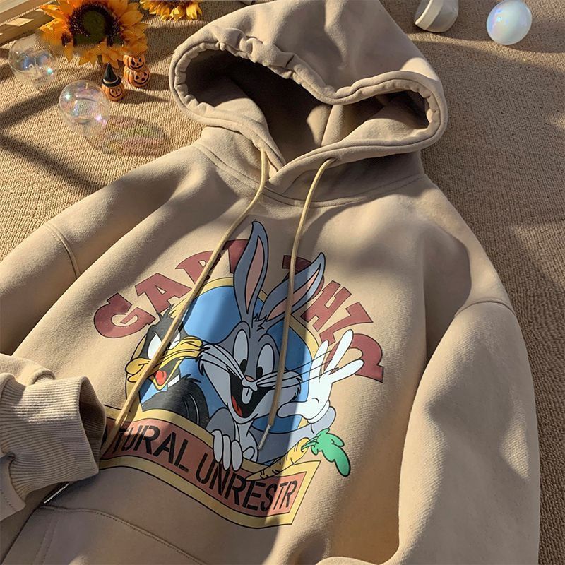 ฤดูหนาวขนาดใหญ ่ หลวมHoodedผู ้ ชายและผู ้ หญิงอเมริกันRetroสไตล ์ วิทยาลัยแขนยาวPullover Hoodie