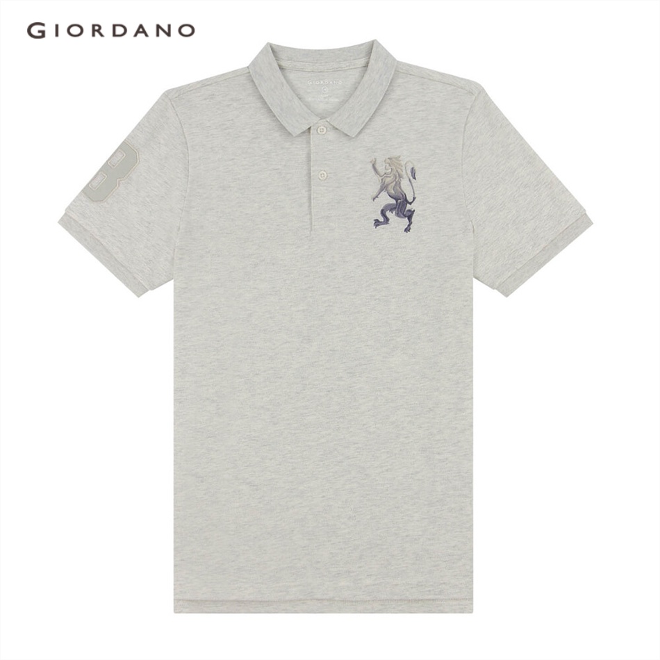 GIORDANO เสื้อโปโลผู้ชาย Men's 3D Lion Polo 01013222