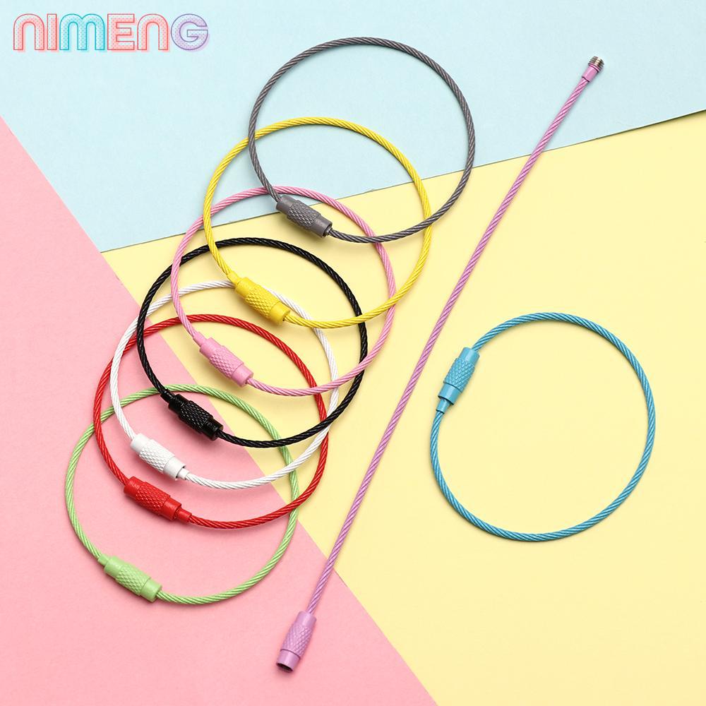 Nimeng 10 ชิ้น 1.5 * 150 มม. พวงกุญแจเชือก สเตนเลส แท็ก วงกลม ห่วง สายเคเบิล