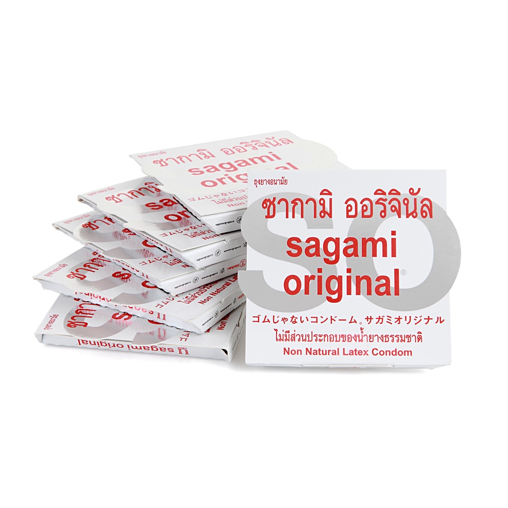 ปลีก 1 ชิ้น ถุงยางอนามัย ซากามิ sagami original 0.02ของแท้ Sagami sizeM บางเพียง 0.02 mm. ไซส์ 52 มม จำนวน 12 ชิ้น