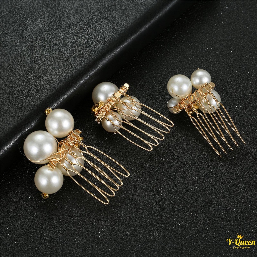 เครื่องประดับผม หวีผม โลหะผสม ประดับไข่มุก แฮนด์เมด