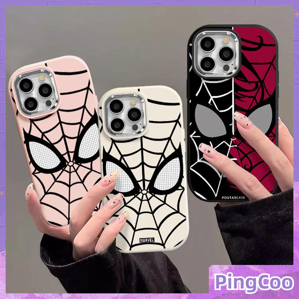 Pingcoo - เข้ากันได้สำหรับ เคสไอโฟน11 เคส iphone 11 15 pro max กรณีป้องกันลายนิ้วมือ TPU โลหะไฟฟ้ากรอบกล้อง Cool Spiderman Web Eyes เข้ากันได้กับ iPhone 14 13 12 11 PRO MAX XR XS 7Plus 8 PLUS