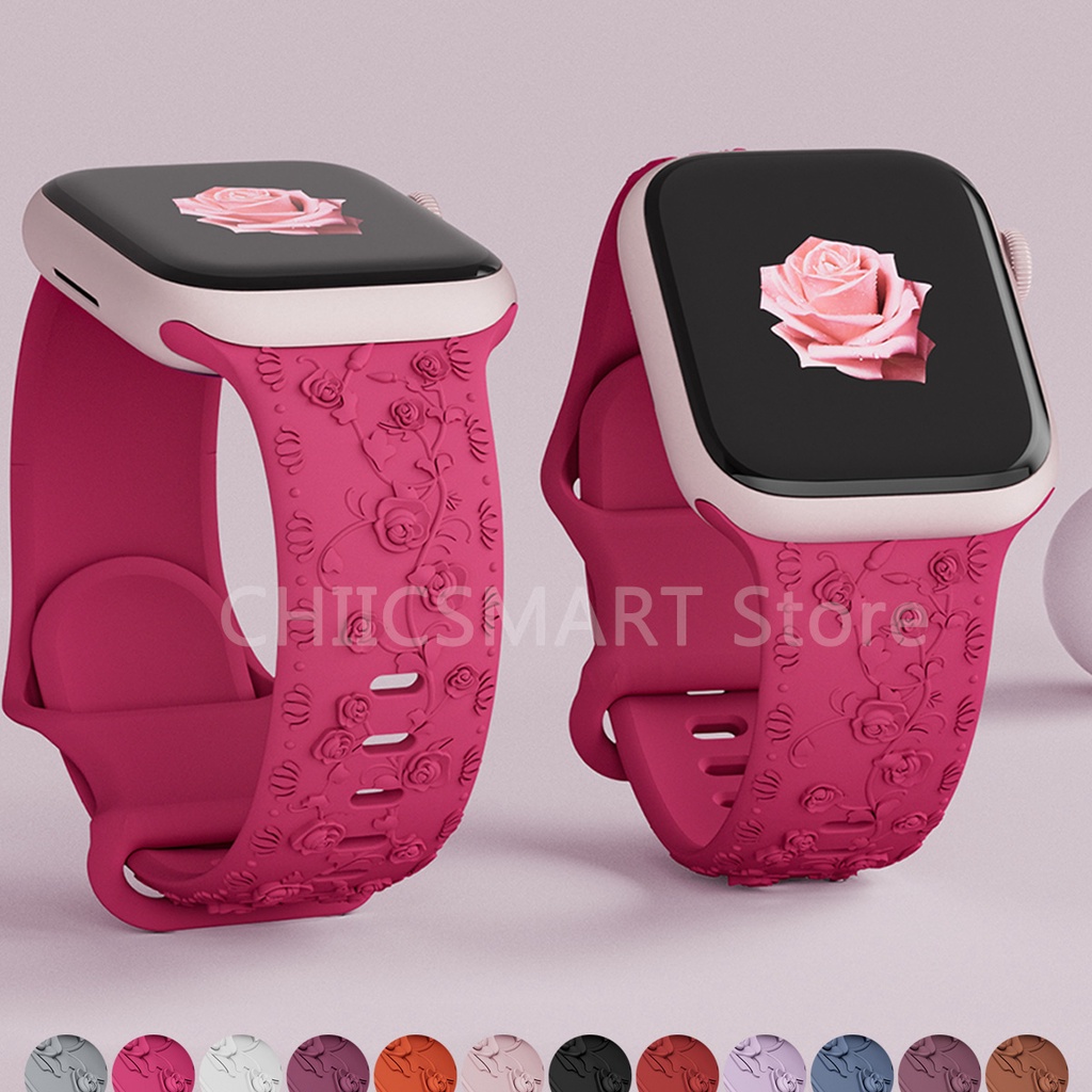 สายนาฬิกาข้อมือ ลายดอกกุหลาบ สําหรับ Apple Watch ultra2 IWatch series 9 8 7 6 SE 5 4 3 49 45 44 42 41 40 38 มม.