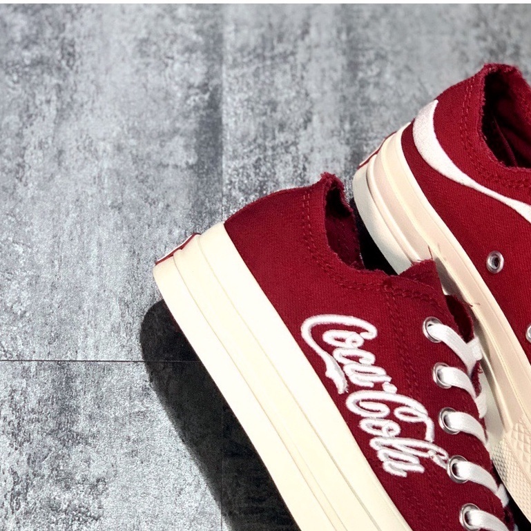 Kith X Coca-Cola x Converse Chuck 70 low-top casual sneakers wine red แนวโน้ม  รองเท้า sports
