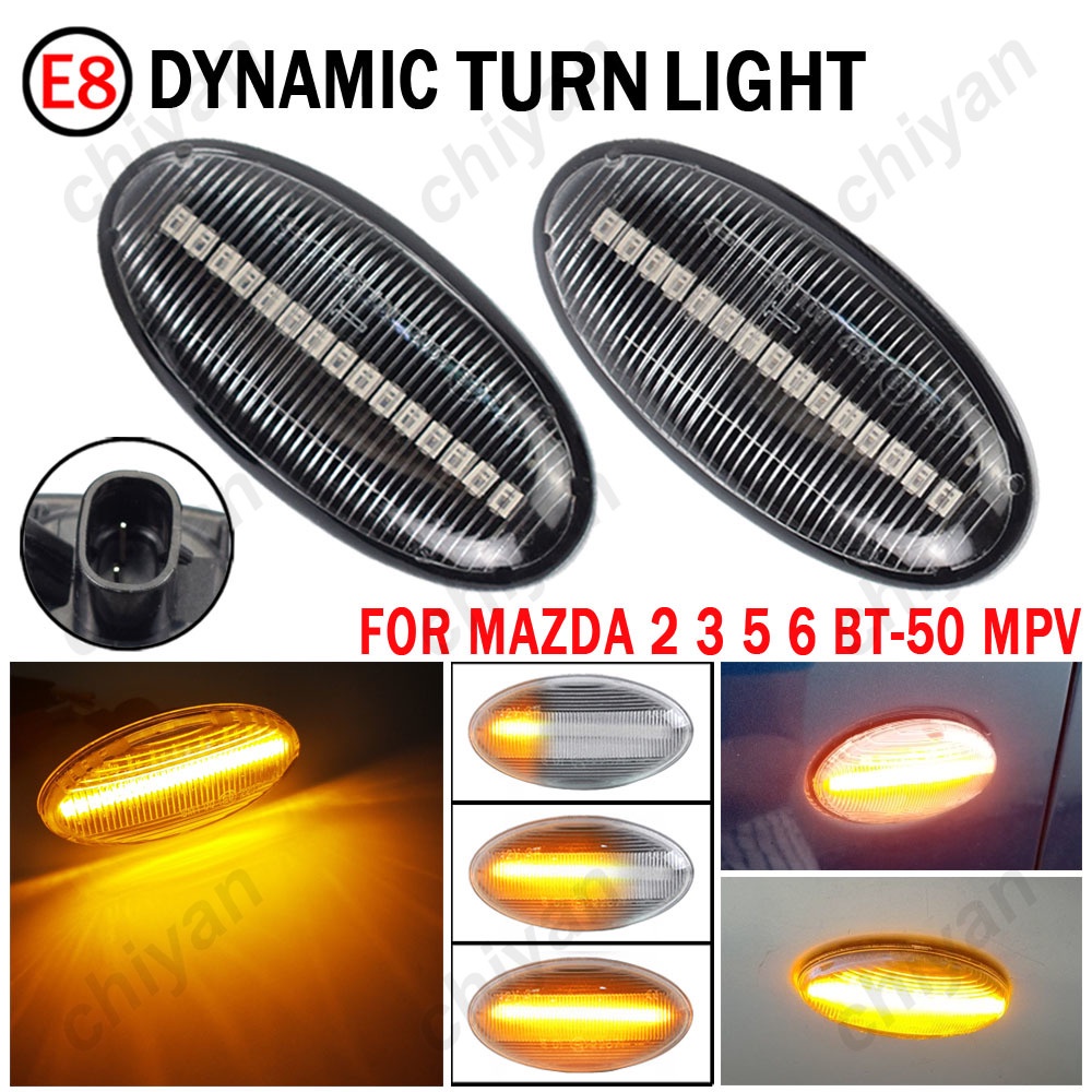 หลอดไฟเลี้ยวไดนามิก LED สําหรับ Mazda 2 2003-2014 Mazda 3 5 6 BT-50 MPV 2 ชิ้น