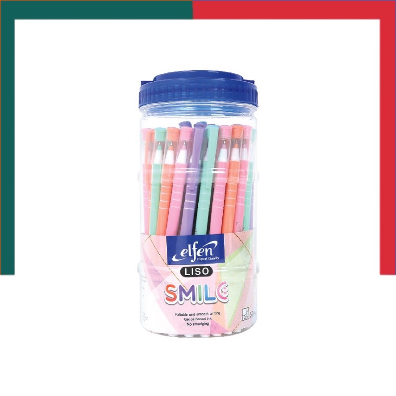 ปากกาลูกลื่น Liso smile แพค 12ด้าม/50ด้าม 0.5mm. Elfen ปากกา ปากกาลูกลื่น ลิโซ่สมายล์ น้ำเงิน 0.5 UB