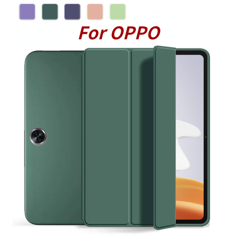 เคสหนัง PU ฝาพับ Trifold สําหรับ OPPO Pad SE 11 นิ้ว, Pad 3 Matte 2025 11.61 นิ้ว, Pad Neo 11.4 2024, 2 11.16, Air 10.36 นิ้ว, รองรับ Wake อัตโนมัติ