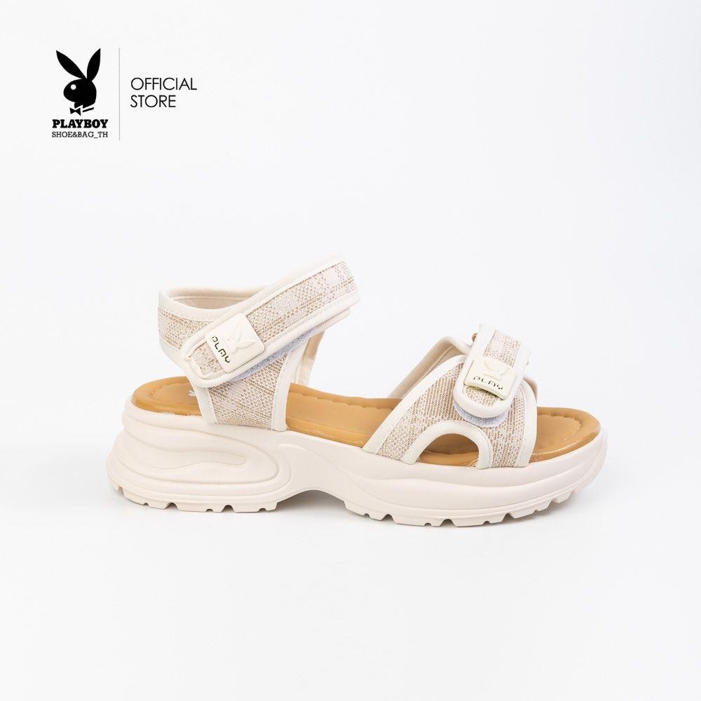 Playboy รุ่น Glint Platform Sandals รองเท้าแตะรัดส้นผู้หญิง  รหัส ST-HS254C144R ดีไซน์รัดส้น สีVanilla Cream